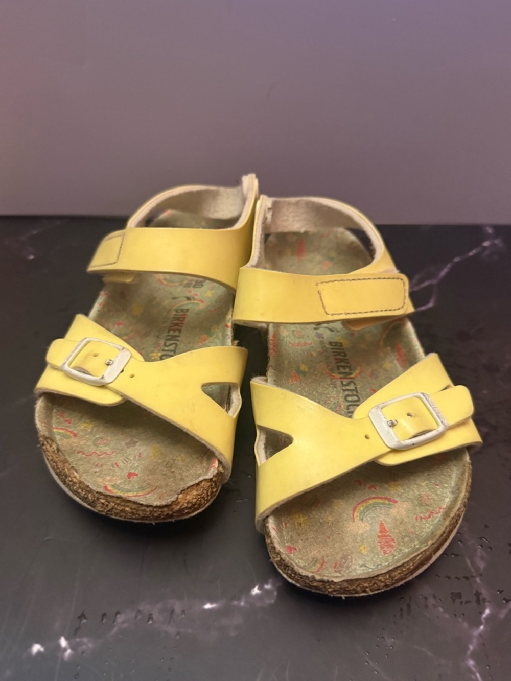 Birkenstock Rio Kids Yellow Buckle & Hook-And-Loop Sandals